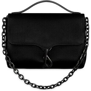 Megan Black Genuine Leather Top Handle with Chain Womens Shoulder Bag